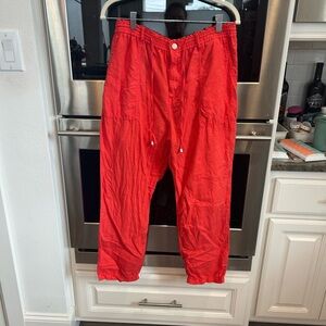 Zara Women's Red linen blend pants size L GUC